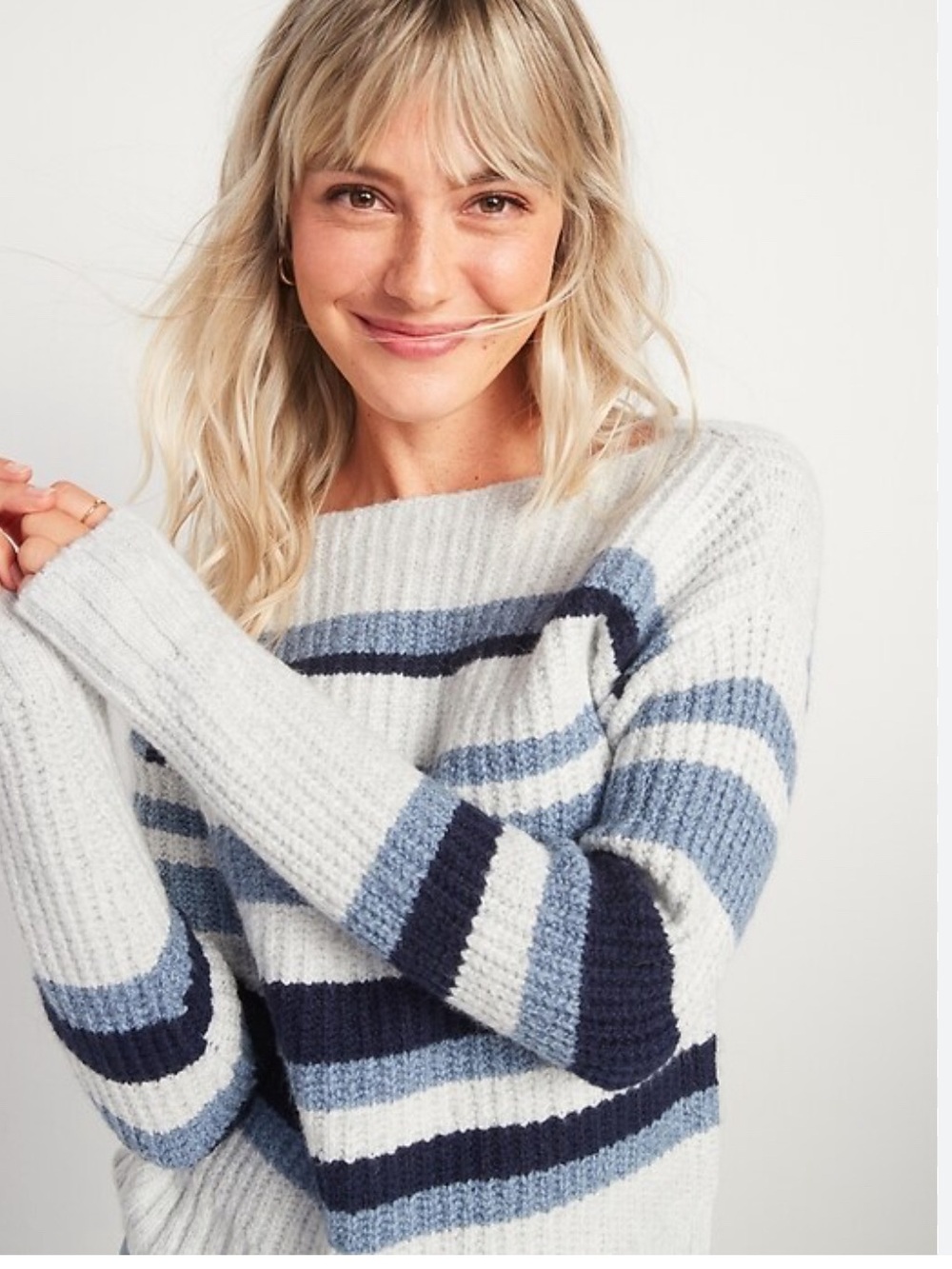 Old Navy Slouchy Cozy Striped Boat-Neck Sweater